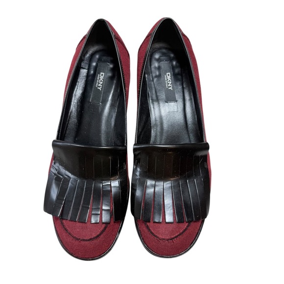 Dkny Shoes - DKNY Kiltie Wedge Flannel Shoes Red Burgundy Size‎ 8 Made in Italy